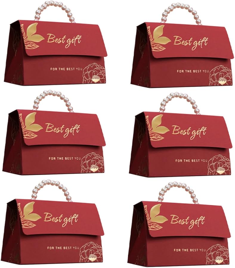 Red Royal Style Wedding Candy Boxes 6Pcs Decorative Storage Cases For Party Favor - Image 1